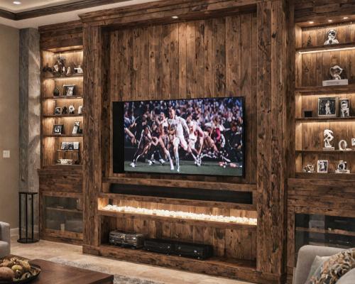 Built-in entertainment center with custom lighting